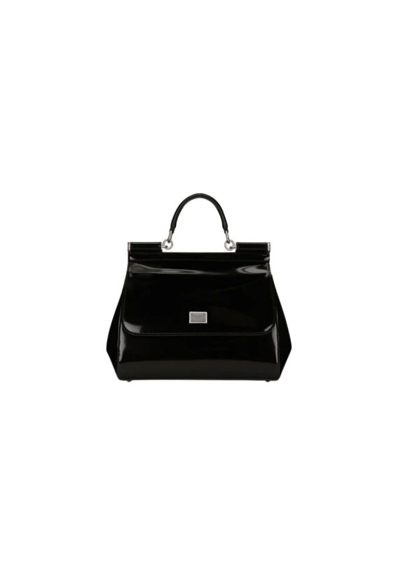 Dolce & Gabbana Medium Sicily Bag In Polished Black For Women BB6002AI41380999