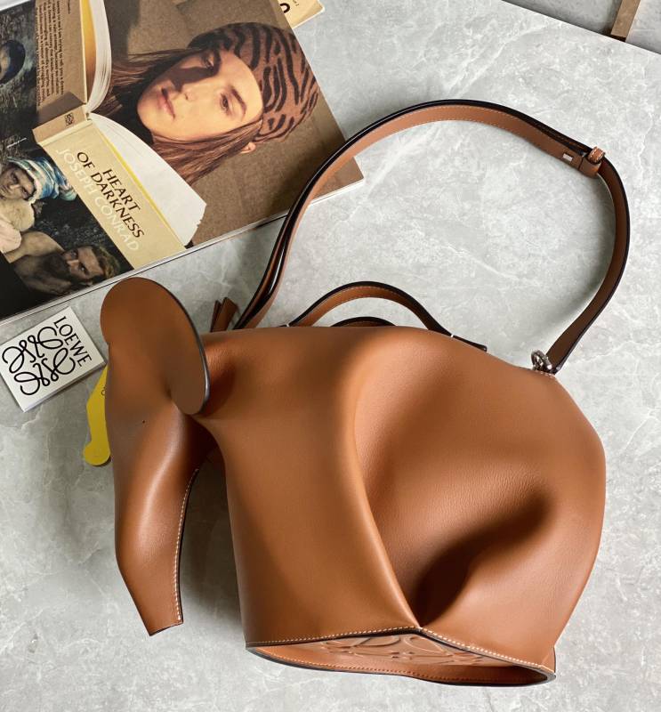 Loewe Large Elephant Bag Brown For Women 14.2in / 36cm B623A18X01