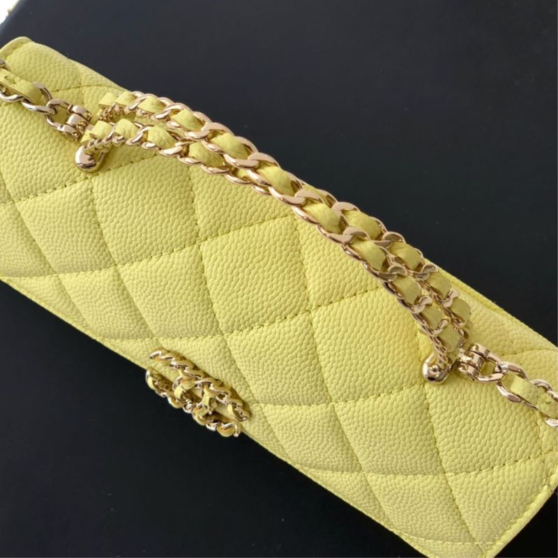 [True-to-ORIGINAL] Chanel Flap Phone Holder With Chain Yellow For Women 18cm/7.1in