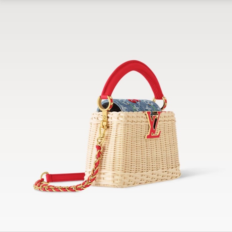 [True-to-ORIGINAL] Louis Vuitton LV x TM Capucines Mini Rattan For Women 8.3in/21cm M14295