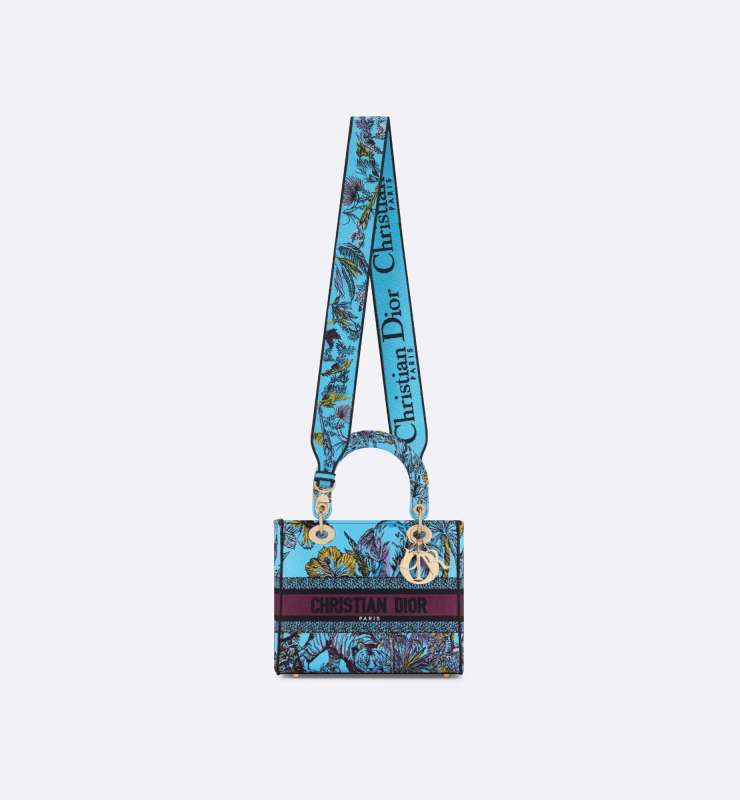 Christian Dior Medium Lady D-Lite Celestial Blue Multicolor Bag For Women M0565OEUP_M259- 24 Cm/ 9.5 Inches