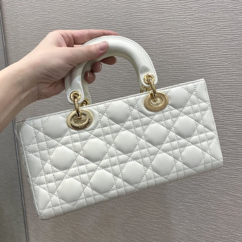 Christian Dior Lady D-Joy Bag White For Women 10.2in/26cm