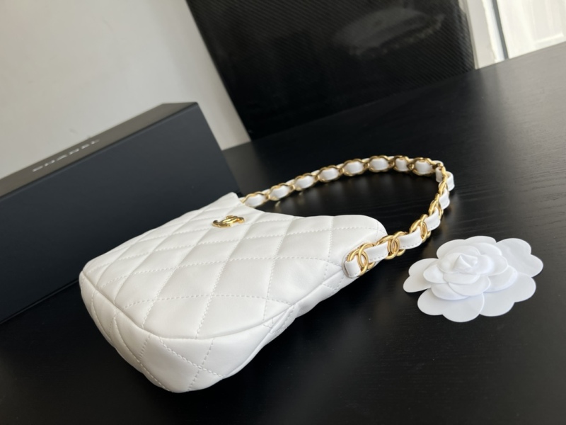 Chanel CC Hobo Bag White/Green Khaki For Women 9.4 in / 24 cm