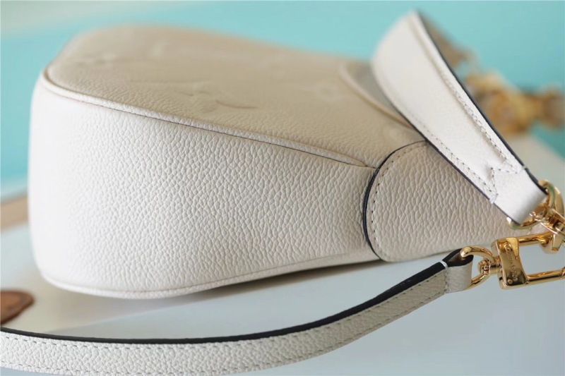 Louis Vuitton Bagatelle Monogram Empreinte Creme Beige For Women, Women’s Handbags, Shoulder And Crossbody Bags 22cm/8.7in LV M46099
