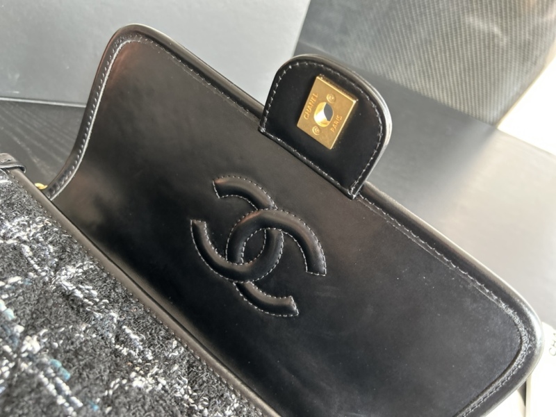 Chanel Small Flap Bag With Top Handle Black For Women 9.8in/25cm AS3653