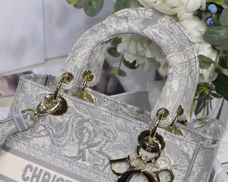 Christian Dior Medium Lady D-Lite Bag Grey, For Women, Women’s Handbags 24cm/9.5in CD