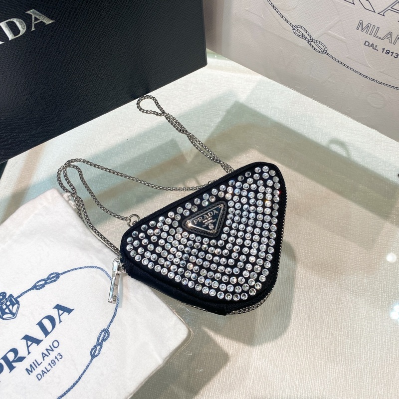 Prada Mini- Pouch With Artificial Crystals Bag Black For Women 3.9 in/ 10 cm 1NR005_2AWL_F0T7O