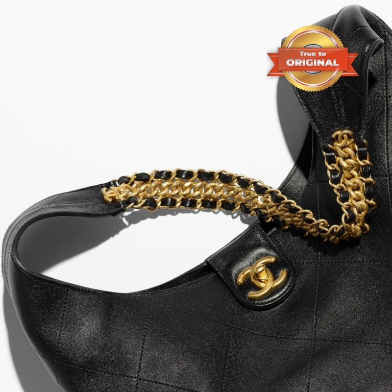 [True-to-ORIGINAL] Chanel Large Hobo Bag Black 11.8in/30cm For Women AS5410-B19776-94305