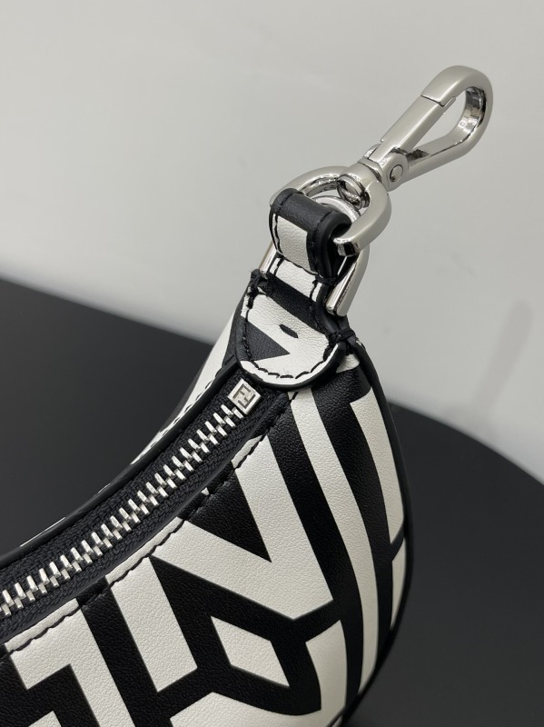 Fendi Nano Fendigraphy Hobo Bag Black And White For Women 6.5in/ 16.5cm