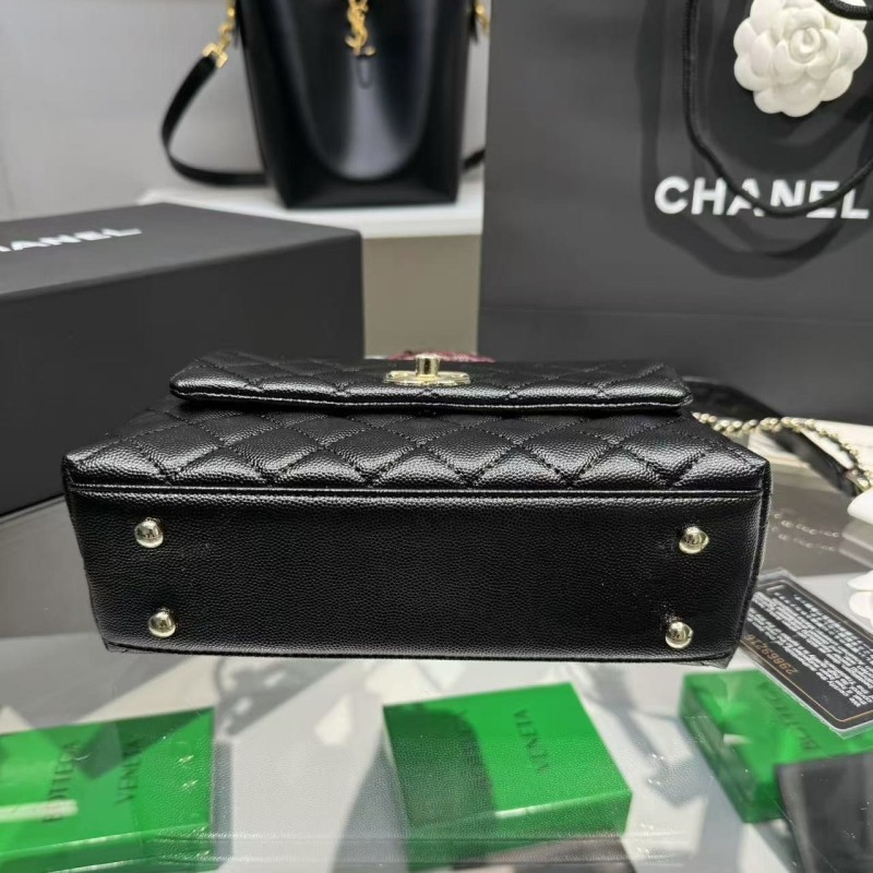 Chanel Medium Flap Bag With Top Handle Black For Women, Women’s Handbags, Shoulder And Crossbody Bags 9in/23cm A92990