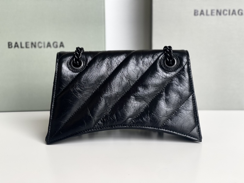 Balenciaga Crush Small Chain Bag Quilted In Black For Women 9.8in/25cm 716351210IY1000