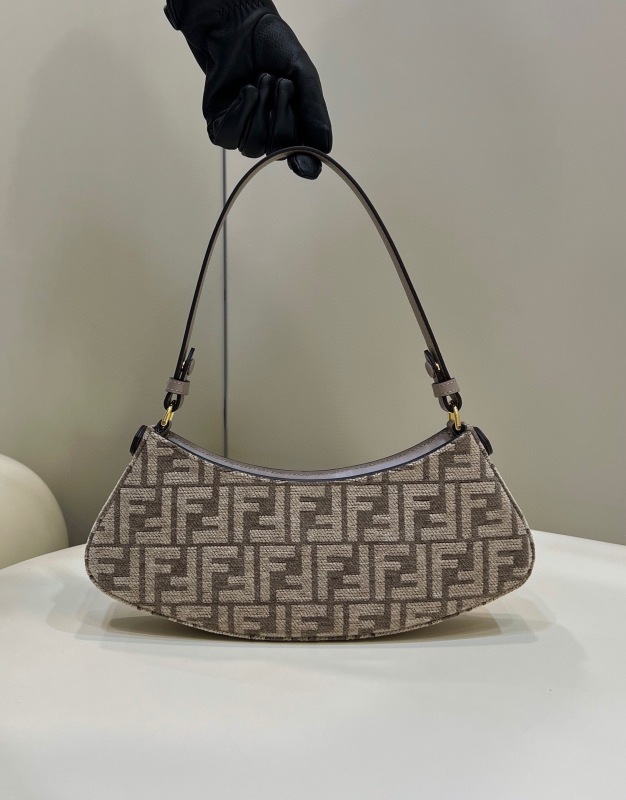 Fendi O’Lock Swing Dove Gray Tapestry Fabric Bag For Woman 32cm/12in