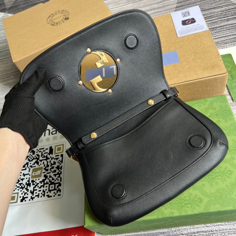 Gucci Blondie Shoulder Bag Black For Women, Women’s Bags 11in/28cm GG‎ 699268 UXX0G 1000