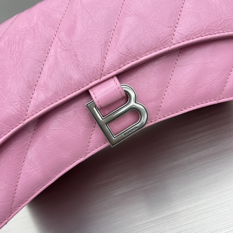 Balenciaga Crush Small Chain Bag Black/Pink/Silver/White For Women‎ 9.8in/24.9cm 716351210J09001