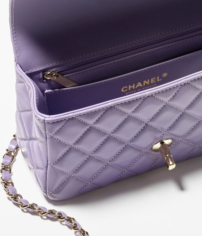 Chanel Mini Flap Bag With Top Handle Purple For Women 7.8 Inches/ 20 Cm AS4924 B16898 NY559