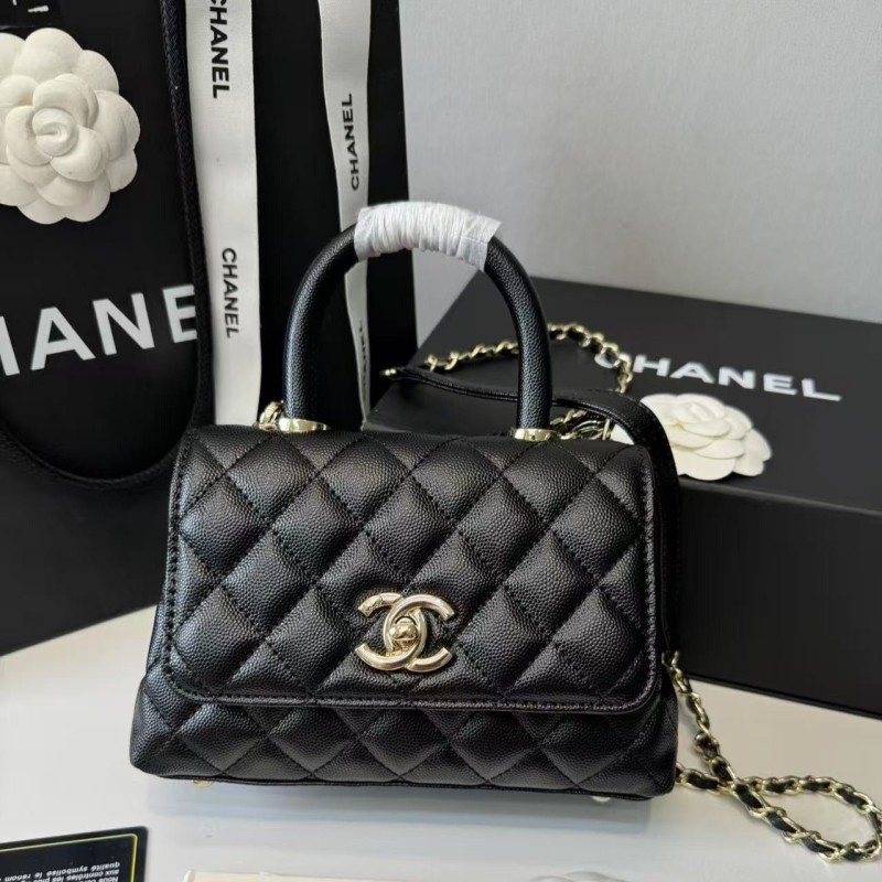 Chanel Classic Mini Flapbag Top Handle Black For Women 7.5in/19cm