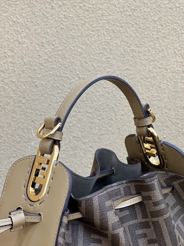 Fendi Pomodorino Brown FF Fabric Mini Bag For Woman 17cm/6.5in 8BS059AHWVF1GE3
