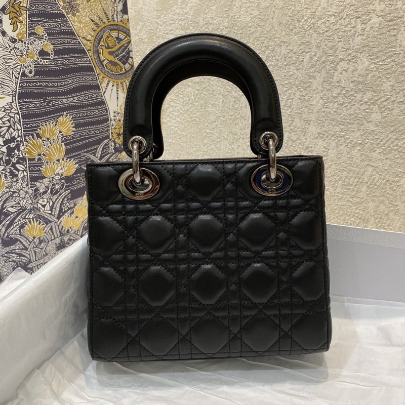 Christian Dior Small Lady Dior Bag Silver Hardware, Black, For Women Women’s Handbags, Crossbody Bags, 20cm CD