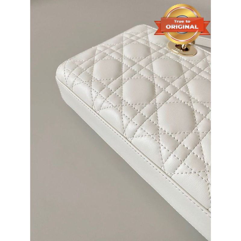 [True-to-ORIGINAL] Christian Dior Lady D-Joy Bag White For Women 10.2in/26cm