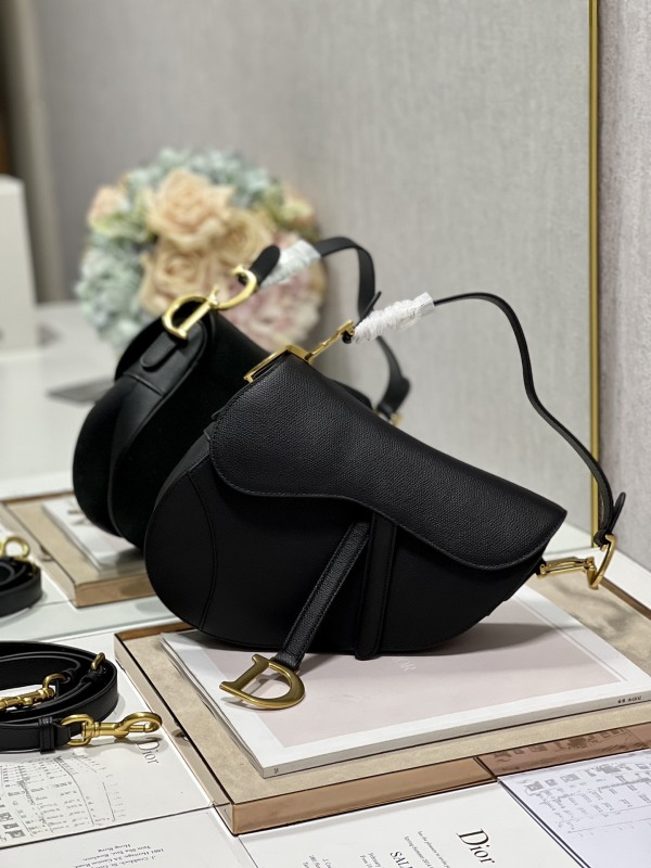 Christian Dior Saddle Bag With Strap Black For Women 10in/25.5cm M0455CBAA_M900