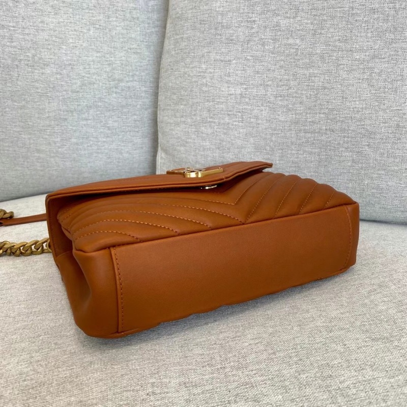 [True-to-ORIGINAL] Saint Laurent College Medium Chain Bag Brown For Women‎ 9.4in/24cm 6002791U8077715