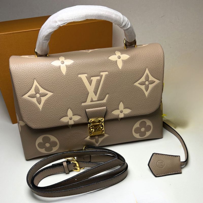 Louis Vuitton Madeleine MM Monogram Empreinte Dove Gray/ Creme Beige For Women, Women’s Handbags, Shoulder and Crossbody Bags 11.8in/30cm LV M46041