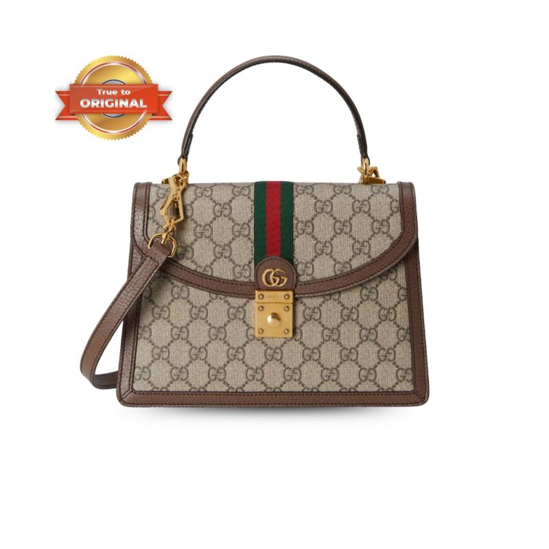 [True-to-ORIGINAL] Gucci Ophidia Medium Top Handle Bag Beige For Women 25cm/9.8in ‎- ‎651055 96IWX 8745