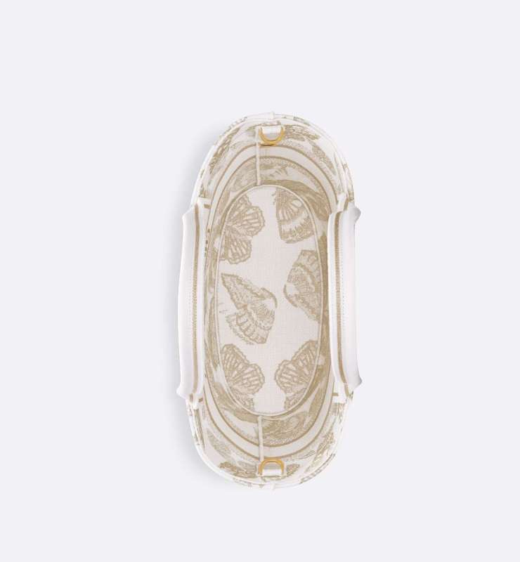 Christian Dior Hat Basket White And Gold-Tone Bag For Women M1328CECH_M01E- 10.5 Inches/ 27 Cm