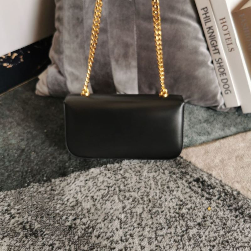 Celine Chain Shoulder Bag Triomphe In Shiny Black For Women‎ 8in/20.5cm 197993BF4.38NO