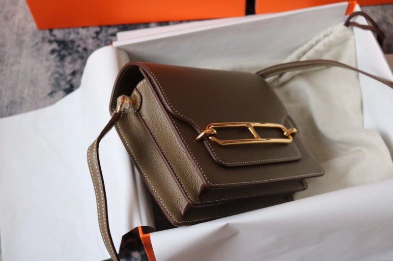 Hermes Evercolor Sac Roulis 23 Grey Galet For Women, Women’s Handbags, Shoulder Bags 9in/23cm