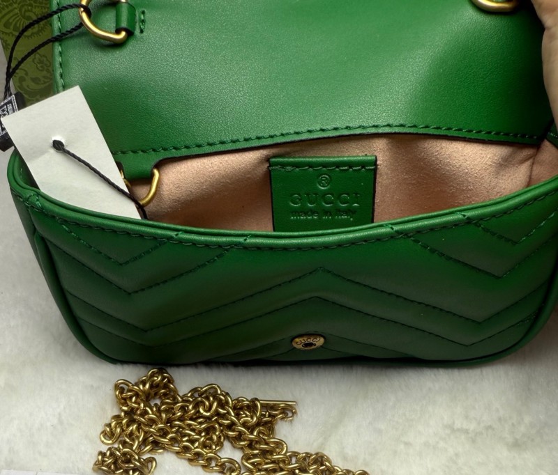 Gucci Marmont Matelassé Super Mini Bag Green Matelassé Chevron For Women 6.2in/16.5cm GG