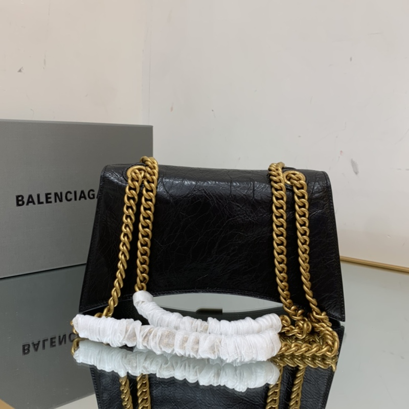 Balenciaga Crush Small Chain Bag In Black For Women 9.8in/ 25cm 716351210IT1000