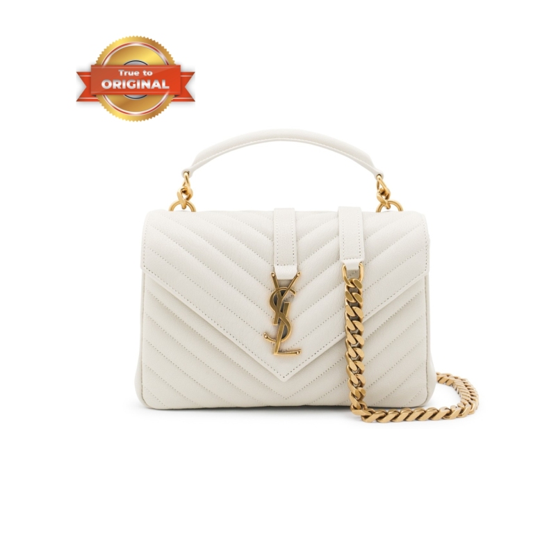 [True-to-ORIGINAL] Saint Laurent College Medium Chain Bag White Gold Toned Hardware For Women 9.4in/24cm 600279BRM079207
