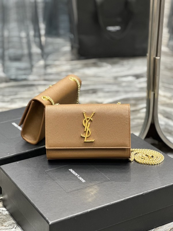 Saint Laurent Kate Small Chain Bag Brown For Women‎ 7.8in/20cm