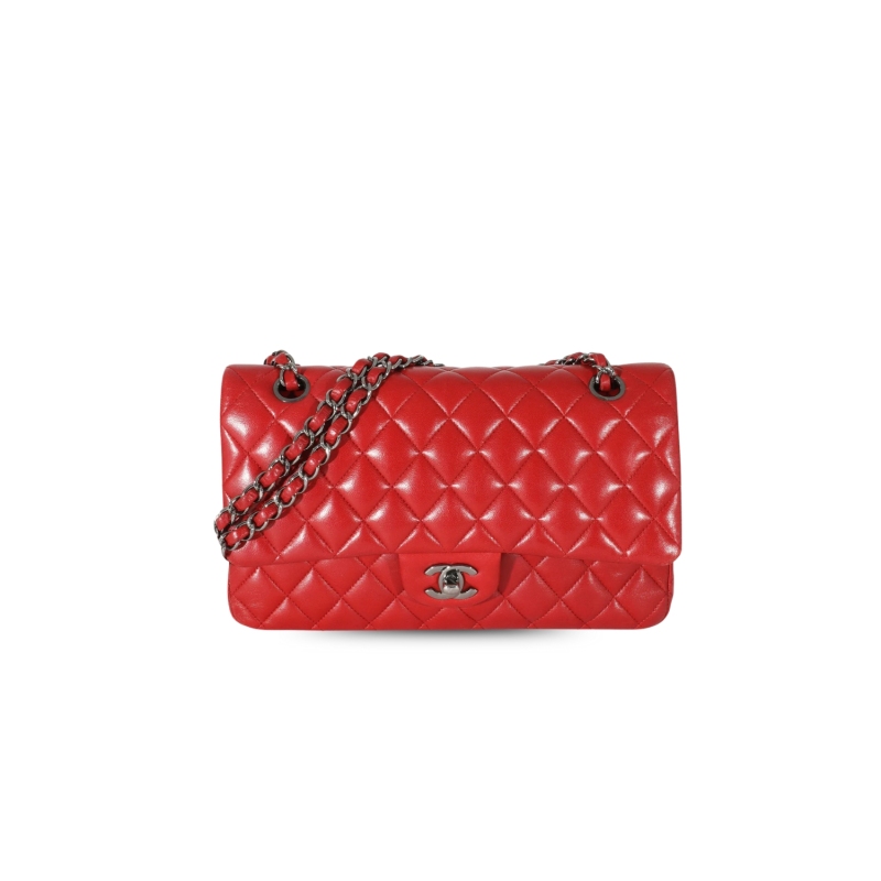 Chanel Classic HandBag Red For Women 9.9in/25.5cm A01112