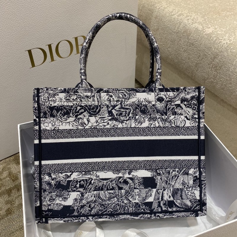 Christian Dior Medium Dior Book Tote Toile de Jouy Stripes Embroidery, Black For Women Women’s Handbags, 36cm CD M1296ZRLP_M928