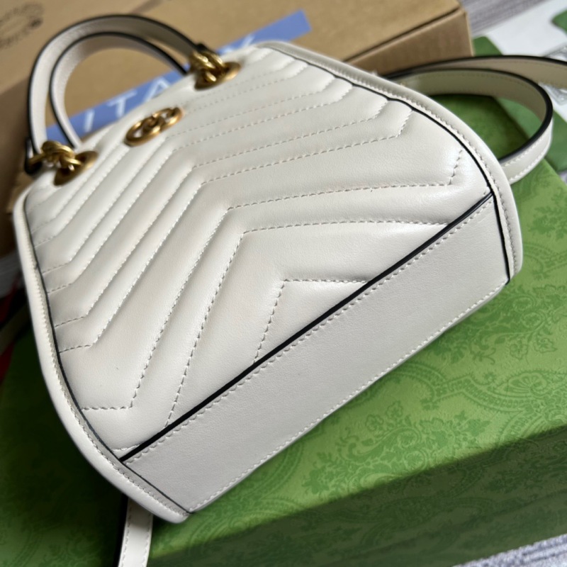 Gucci Marmont Matelasse Mini Bag White For Women, Women’s Bags 7.5in/19cm GG ‎696123 DTDHT 9022