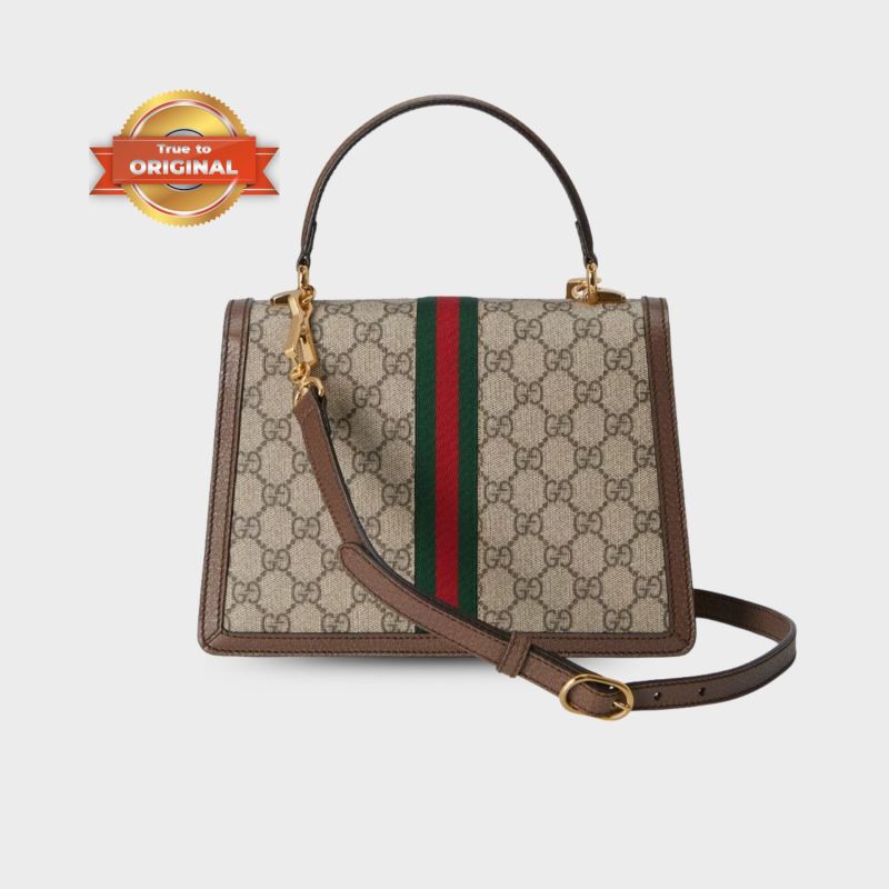 [True-to-ORIGINAL] Gucci Ophidia Medium Top Handle Bag Beige For Women 25cm/9.8in ‎- ‎651055 96IWX 8745
