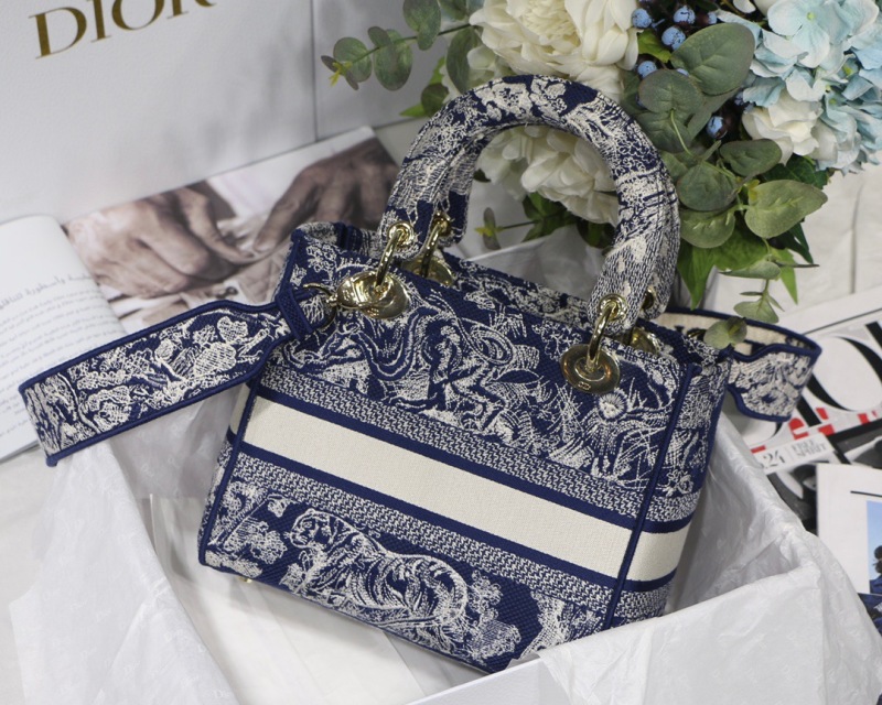 Christian Dior Medium Lady D-Lite Bag Blue, For Women, Women’s Handbags 24cm/9.5in CD M0565ORGO_M928