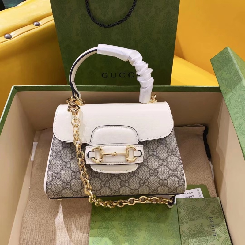 Gucci Horsebit 1955 Mini Bag White For Women, Women’s Bags 8.7in/22cm GG ‎703848 92TCK 9761