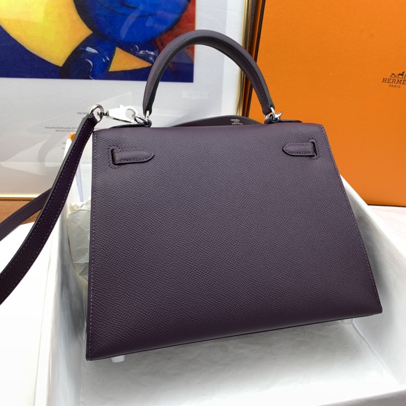 Hermes Kelly 25 Sellier Epsom Dark Purple Bag For Women, Women’s Handbags, Shoulder Bags 10in/25cm