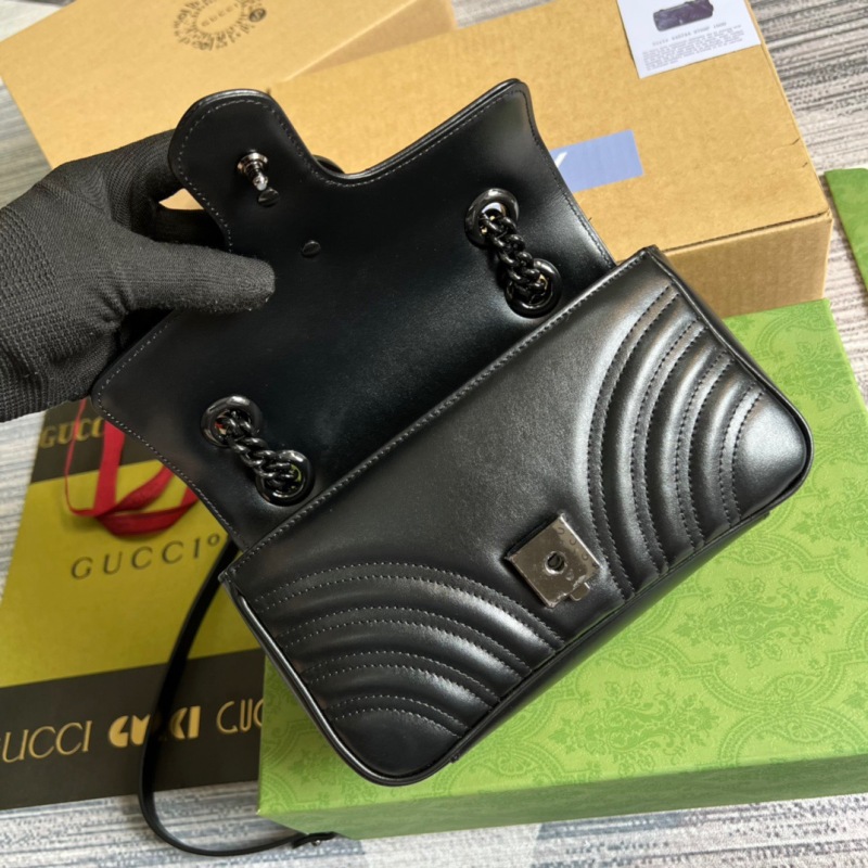 Gucci Marmont Matelasse Mini Bag Black For Women, Women’s Bags 8.5in/22cm GG