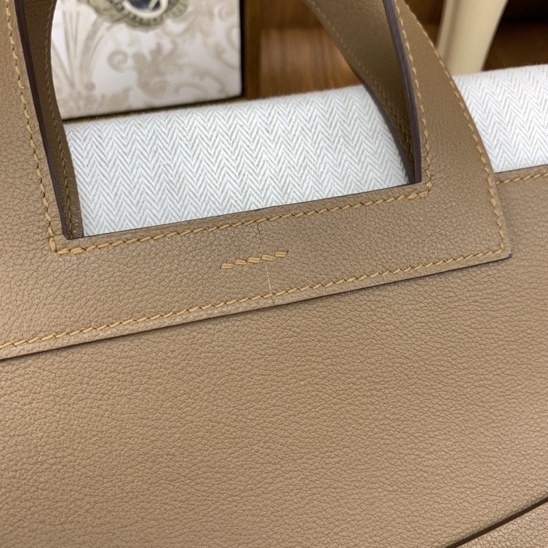 Hermes Halzan 31 Brown, Silver Toned Hardware Bag For Women, Women’s Handbags, Shoulder Bags 12.2in/31cm