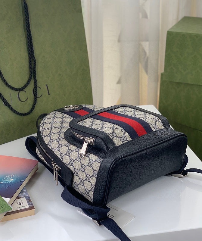 Gucci Ophidia GG Small Backpack Beige And Blue GG Supreme Canvas For Women 11.5in/29cm Beige
