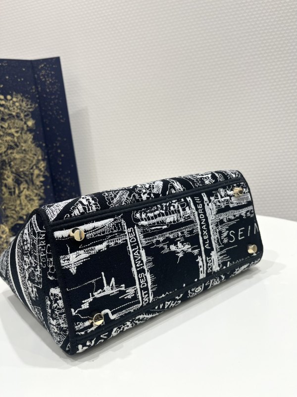 Dior Medium Lady D-Lite Bag Black For Women 9.5in/ 24cm M0565OOMP_M993