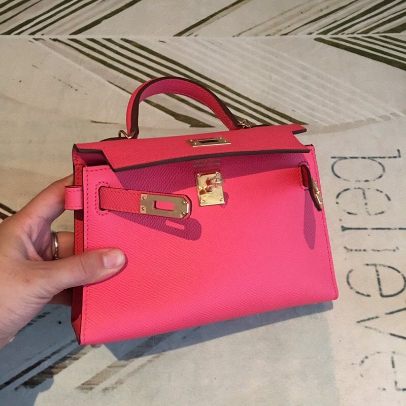 Hermes Mini Kelly Pink For Women Gold Toned Hardware 7.5in/19cm