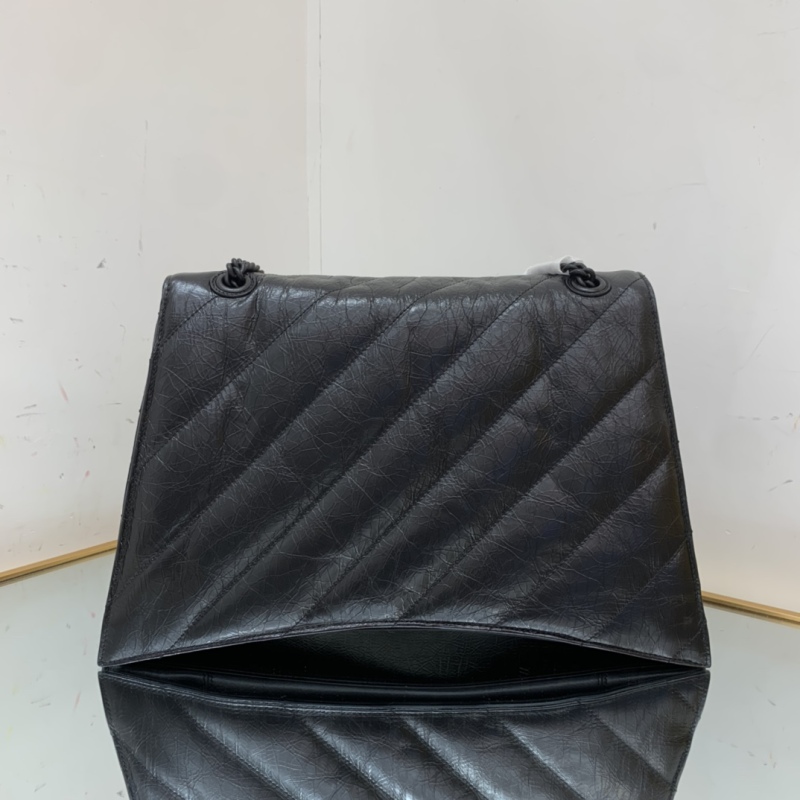 Balenciaga Crush Large Chain Bag Quilted In Black For Women 15.7in/ 40cm