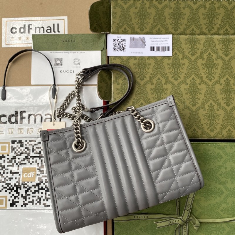 GG Marmont Small Tote Bag Dark Grey Matelassé For Women 10in/26.5cm 681483 UM8BN 1711