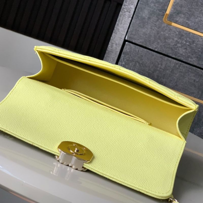 [True-to-ORIGINAL] Chanel Flap Phone Holder With Chain Yellow For Women 18cm/7.1in