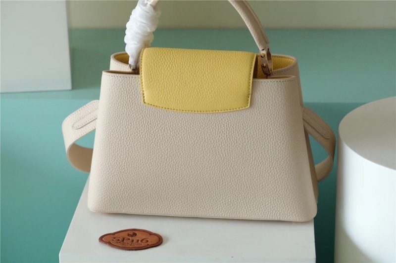 Louis Vuitton Capucines BB Taurillon Creme Beige/ Plume Yellow Berlingot For Women, Women’s Bags, Shoulder And Crossbody Bags 10.6in/27cm LV